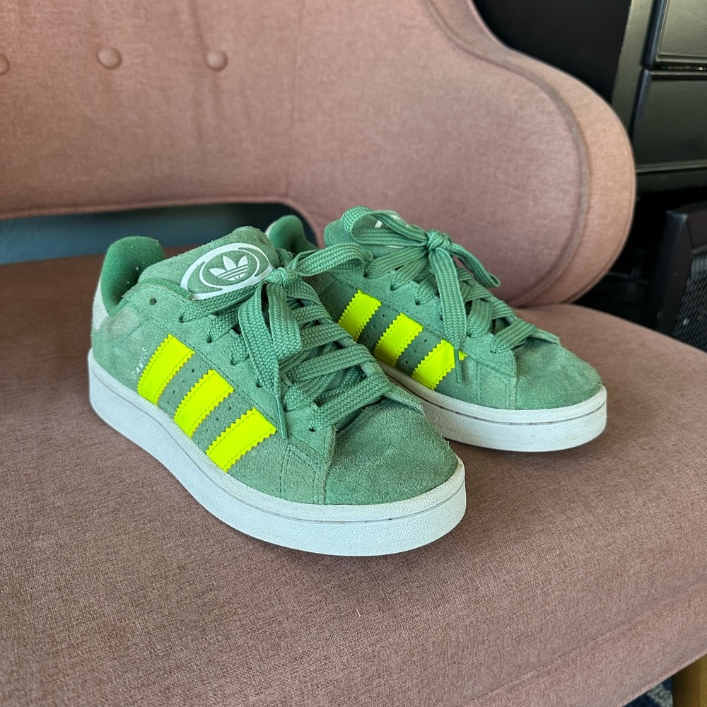 Adidas Kids Campus 00’s Sneakers in Green and Neon Yellow